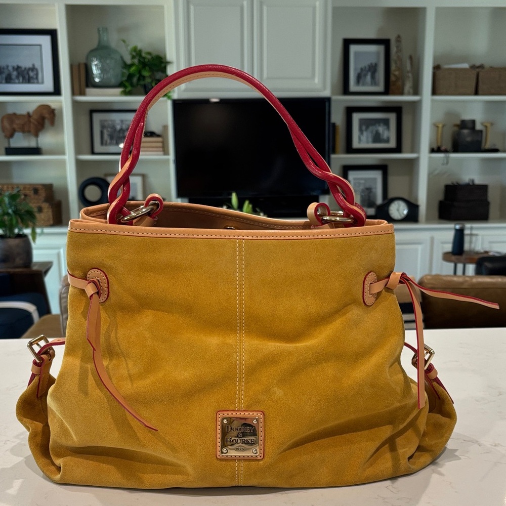 Dooney & Bourke Yellow Shoulder Bag with Red Accents